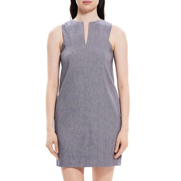 Theory Slit Linen Shift Dress - Picture 1 of 6